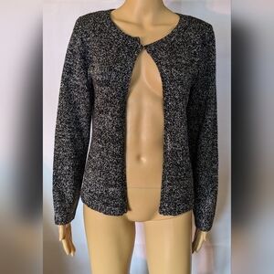Pre-owned Covington black and gray long sleeve cardigan sweater, TH